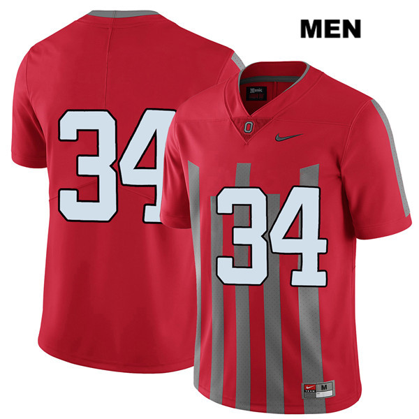 Ohio State Buckeyes Men's Mitch Rossi #34 Red Authentic Nike Elite No Name College NCAA Stitched Football Jersey HH19V66XS